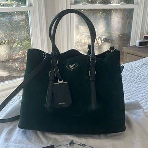 Green suede Prada bag in excellent used condition
